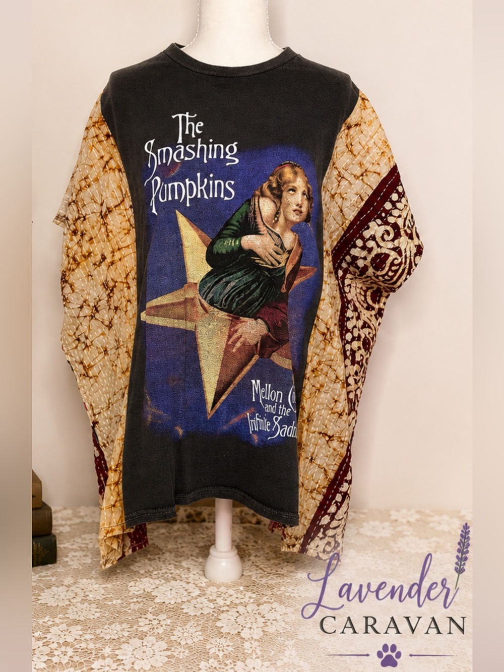 The Smashing Pumpkins Graphic Tee with Kantha Sleeves